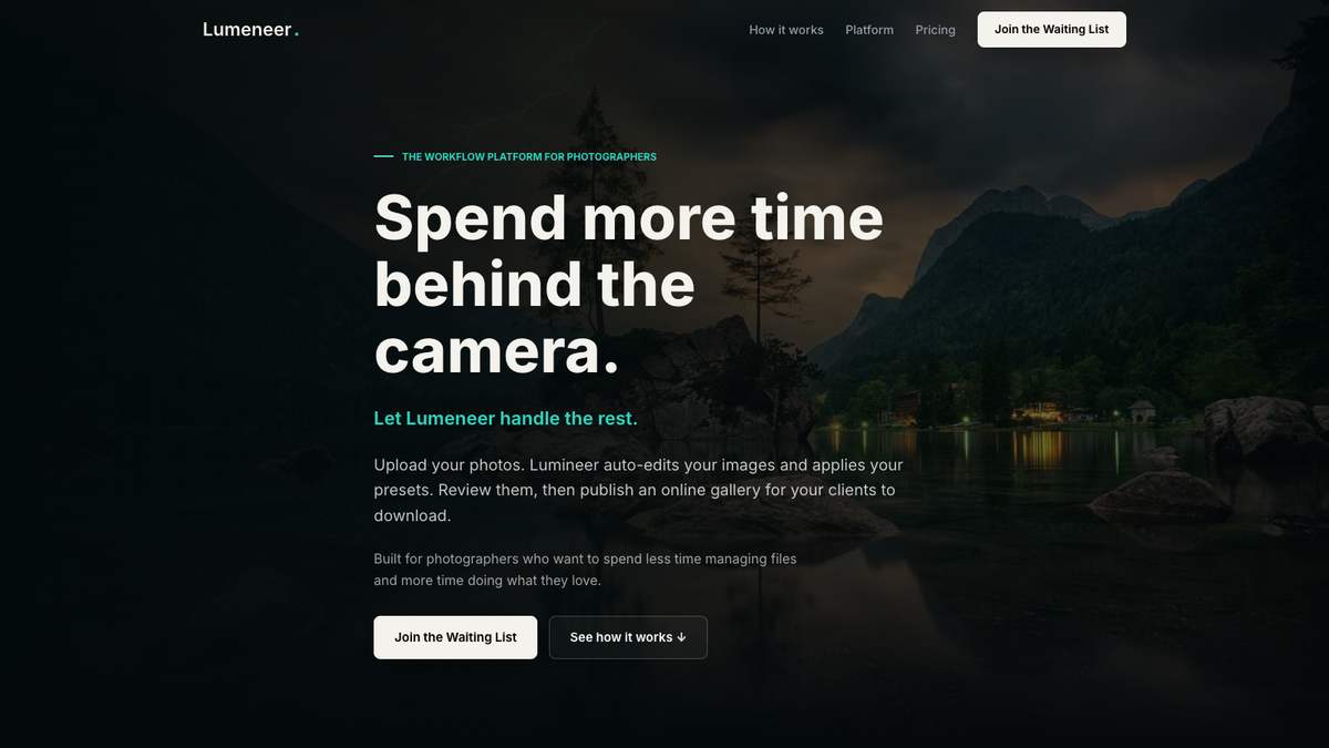 Screenshot of the live Lumeneer site